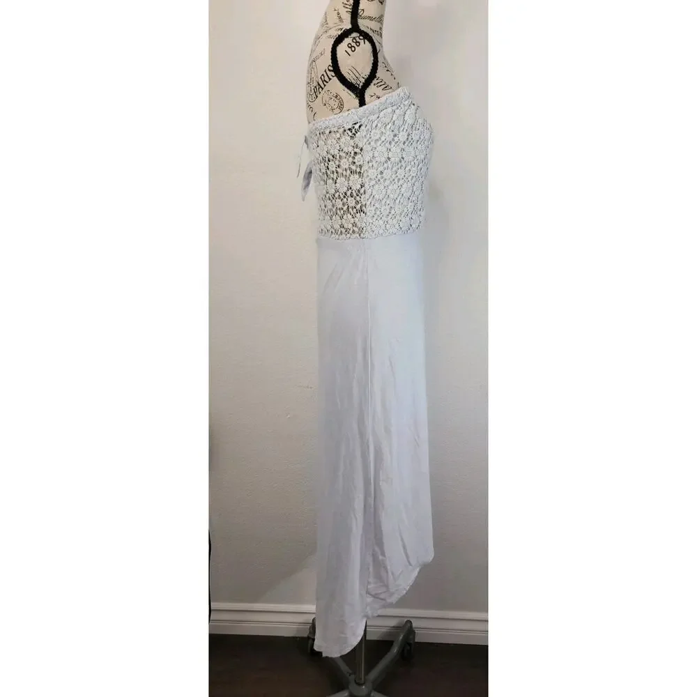 Abercrombie & Fitch Dress XS Asymmetric High Low Crochet Blue Cottage Bohemian
